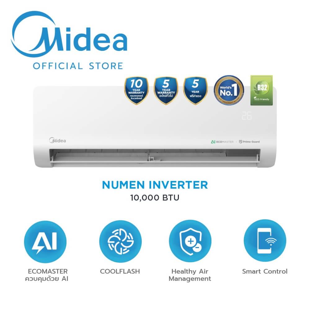 แอร์ผนัง Midea NUMEN SERIES 9360 บีทียู อินเวอร์เตอร์ (ไม่รวมติดตั้ง)